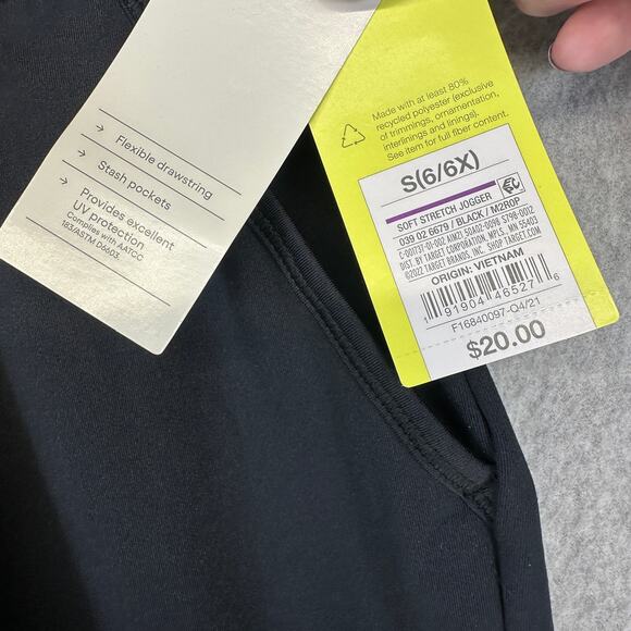 All in Motion Soft Stretch Jogger Pants Girls Size S(6/6X) Black Polyester Blend - Picture 5 of 10